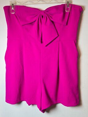 Express Neon Pink Strapless Bow Romper Size Large NWT